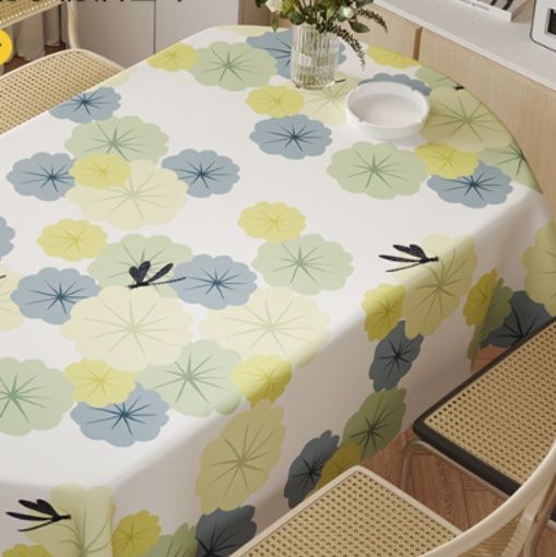 テーブルクロス 蓮の葉模様防水機能付きテーブルクロス