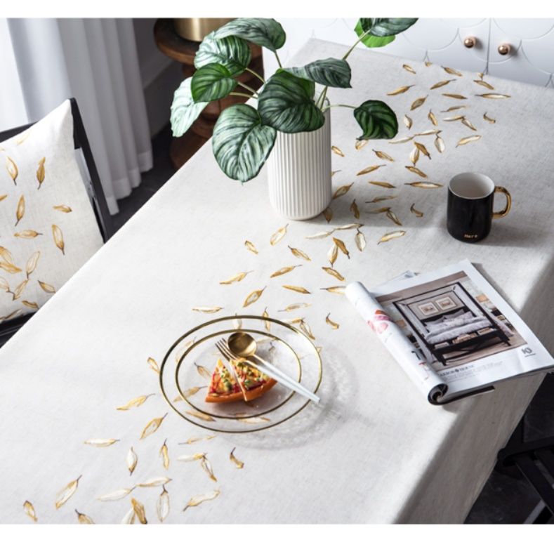 テーブルクロス 菱形模様刺繍入り高級感テーブルクロス