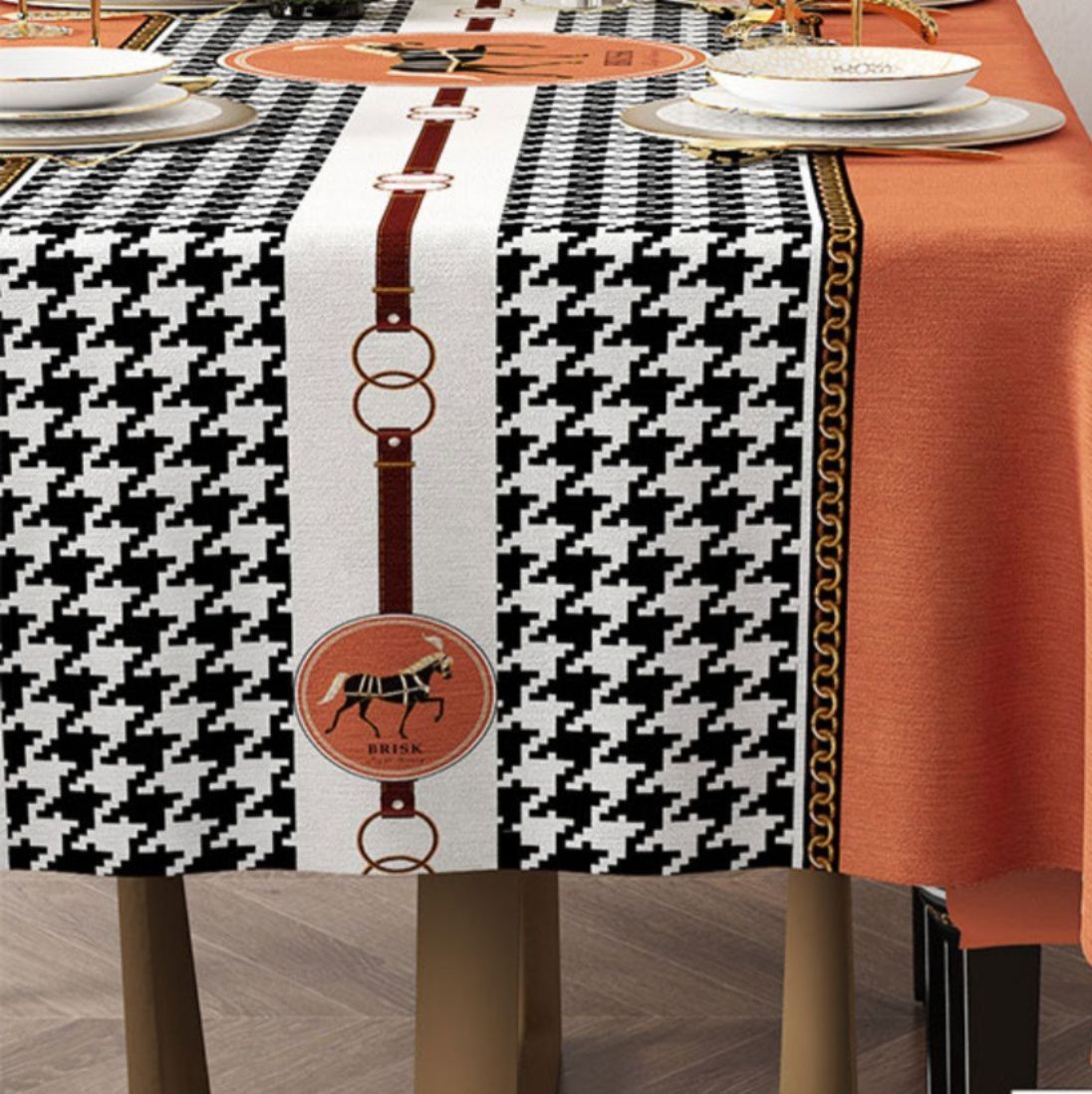 テーブルクロス 千鳥格子柄装飾テーブルランナー風布製クロス