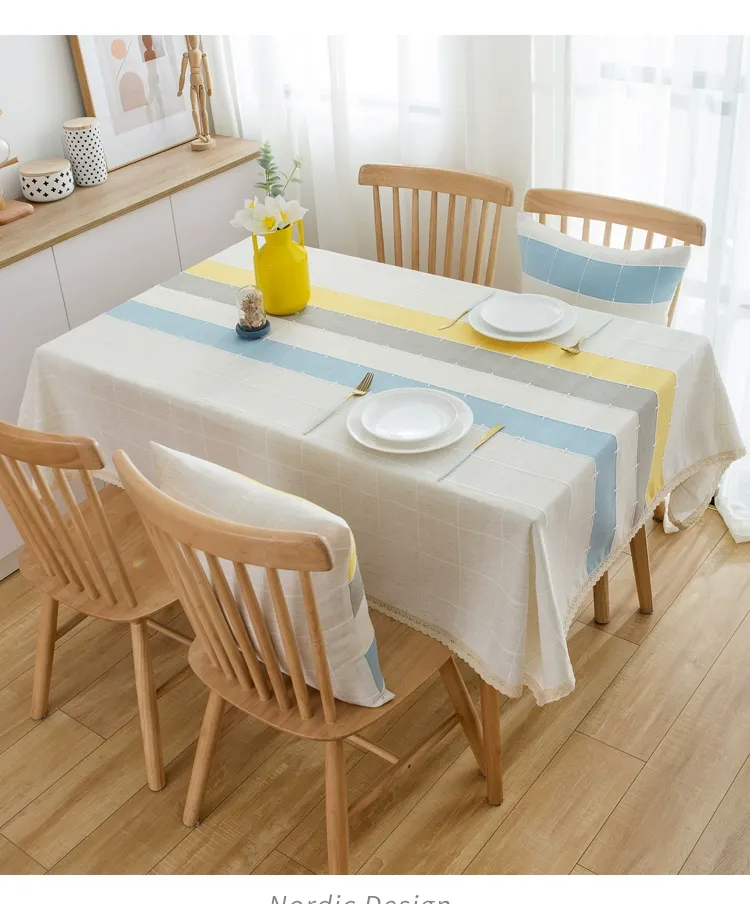 テーブルクロス 北欧風パステル縦縞模様テーブルクロス布