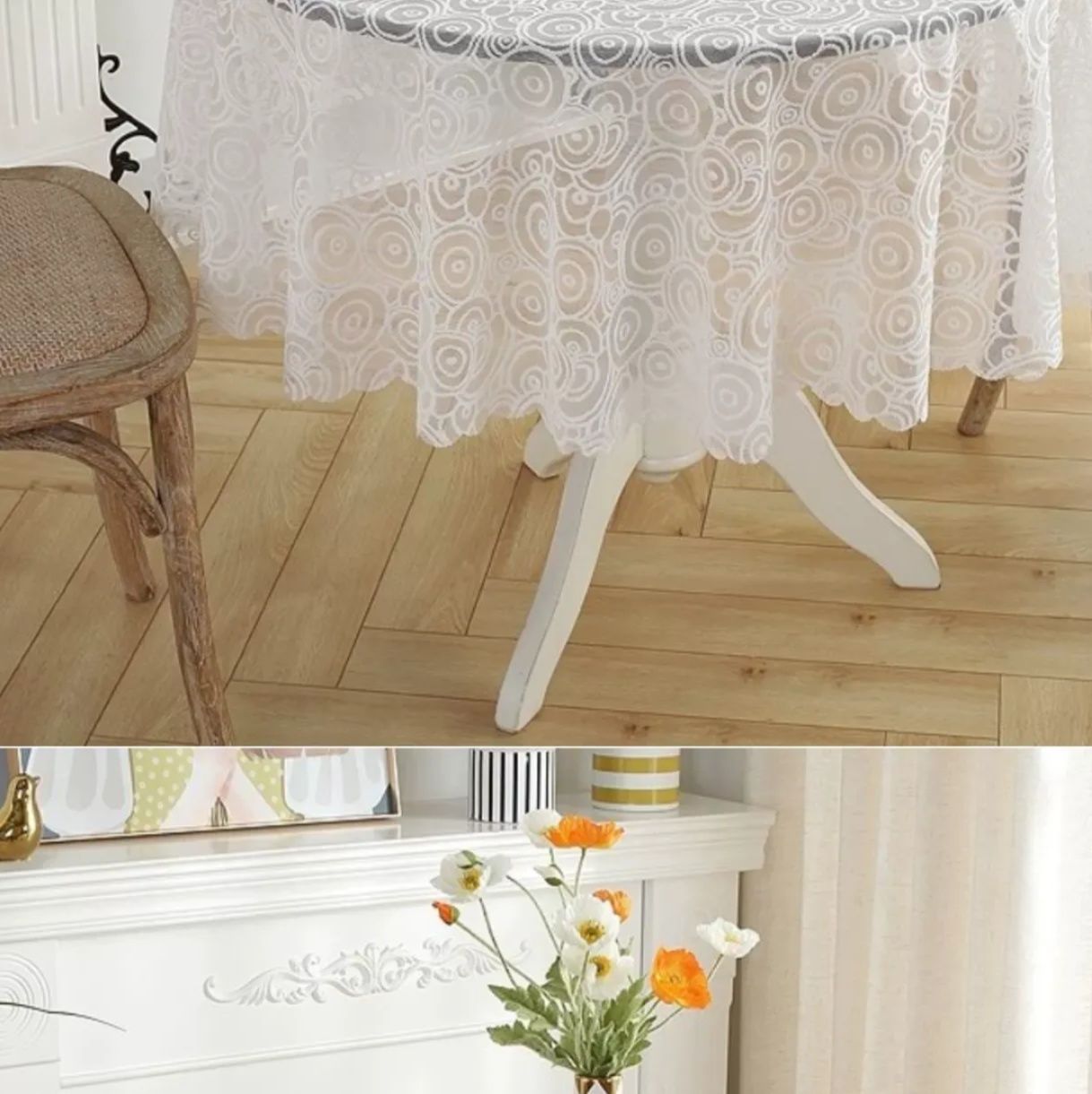 花柄刺繍レース円形テーブルクロス布