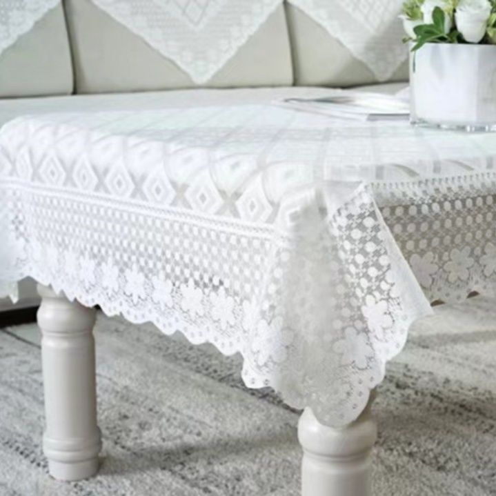 テーブルクロス 幾何学模様レース編み透かし円形テーブルクロス布