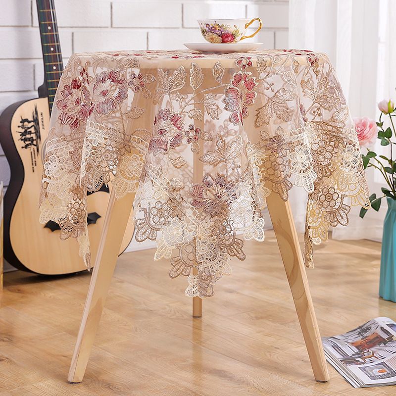 テーブルクロス 花柄刺繍総レース透かし模様テーブルクロス布 布