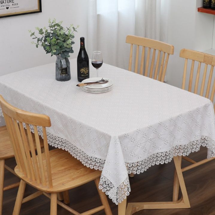 テーブルクロス 花刺繍レース縁取り上品テーブルクロス用布 布