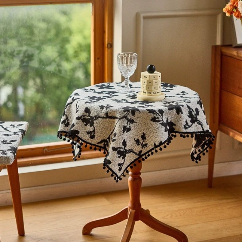 テーブルクロス 花模様シルエット織りテーブルクロス布 布|テーブル
