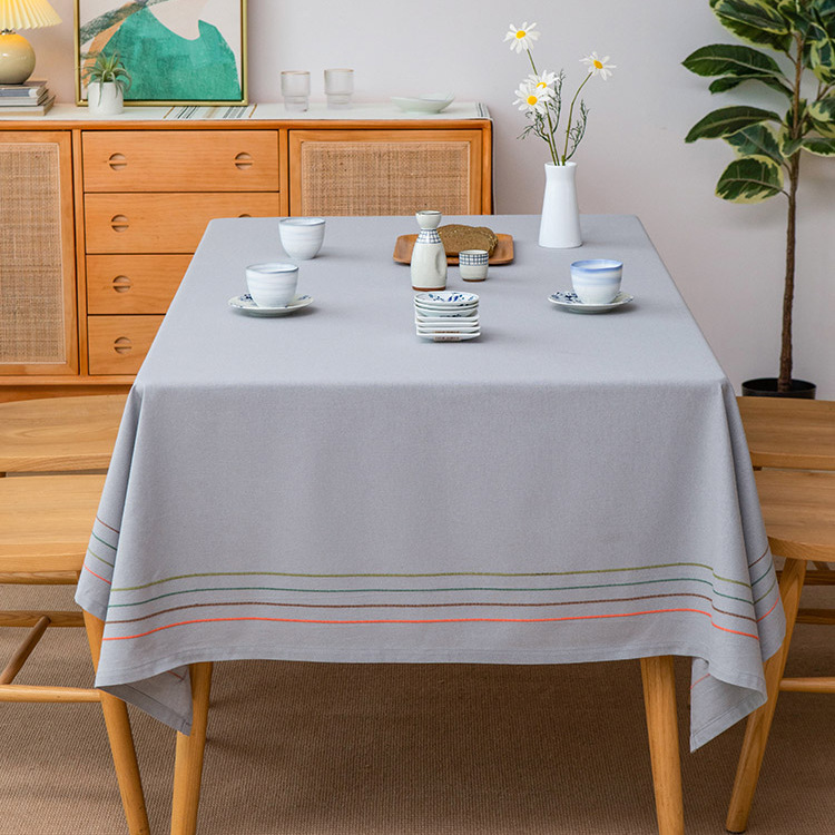 テーブルクロス 裾ライン入り北欧風テーブルクロス布