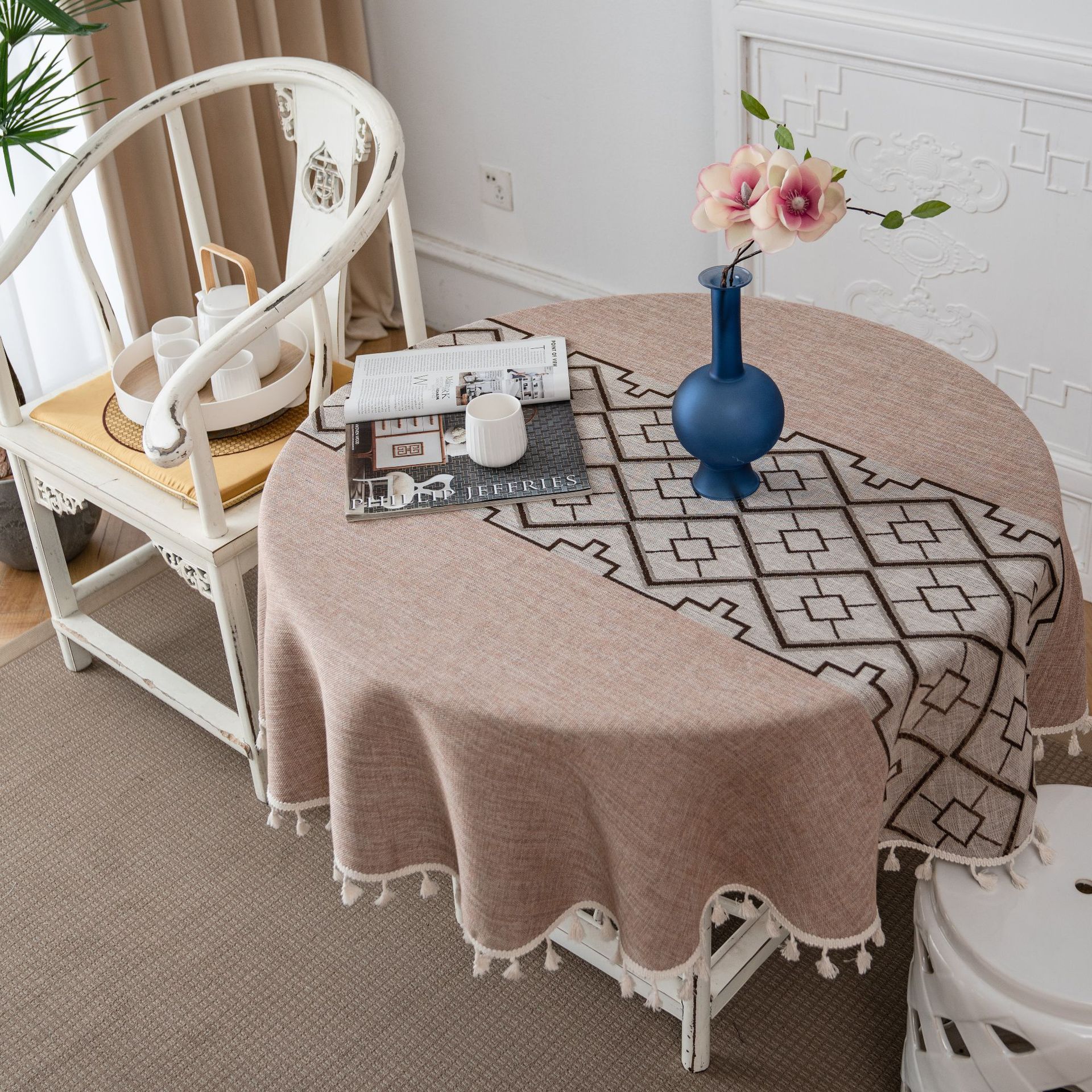 テーブルクロス タッセル付きテーブルクロス