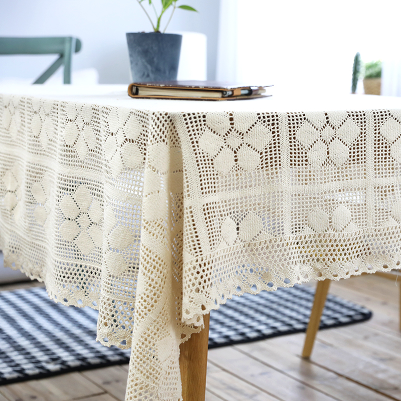 テーブルクロス 手編み風レース編み幾何学模様テーブルクロス