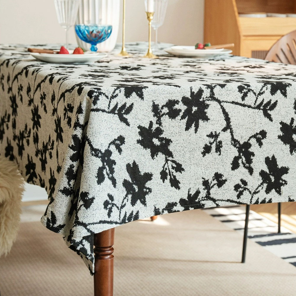 テーブルクロス 花柄刺繍フリルレース付き多層式テーブルクロス布 布