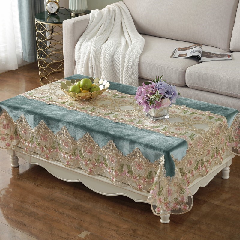 テーブルクロス 宮廷風華麗刺繍レース付き高級テーブルクロス布