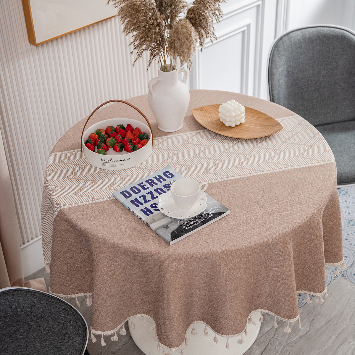 テーブルクロス タッセル付きテーブルクロス