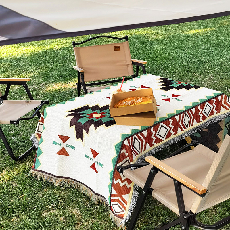 テーブルクロス 民族幾何学模様フリンジ付き多用途布