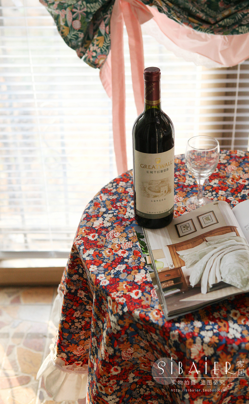 花柄小花模様フリル付きテーブルクロス