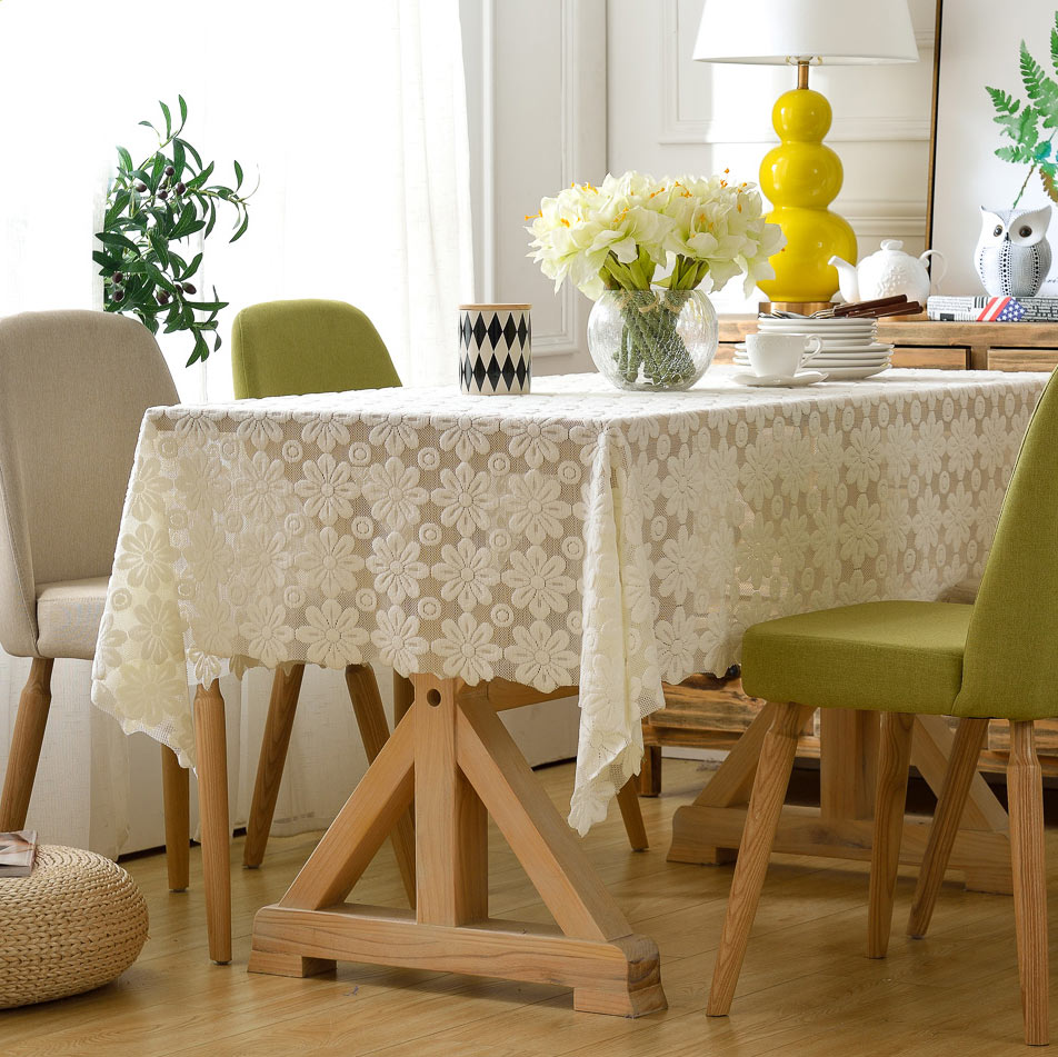 テーブルクロス 花模様刺繍レーステーブルクロス