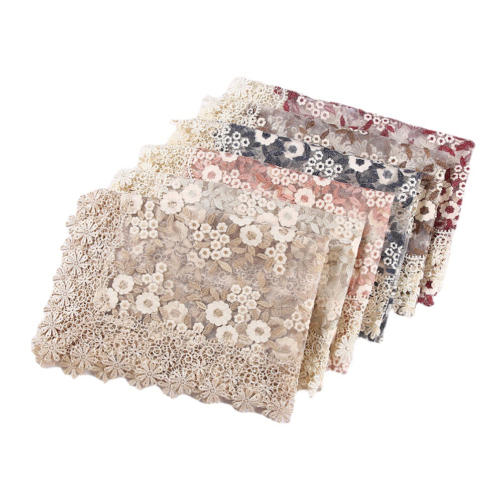 テーブルクロス 花柄刺繍レース付き円形テーブルクロス布 布|テーブル