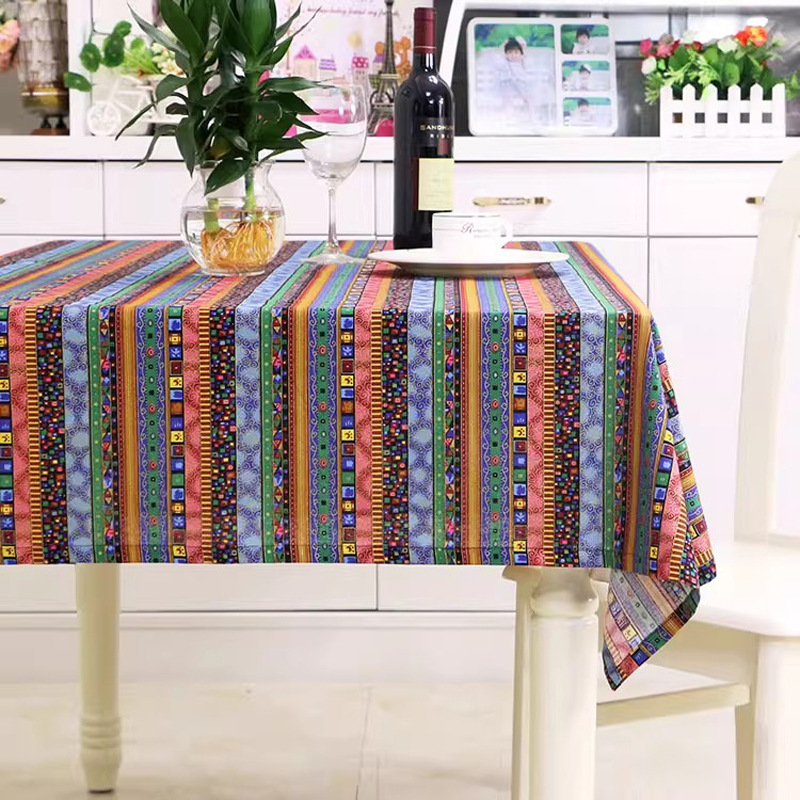 テーブルクロス 民族風縦縞模様のテーブルクロス布