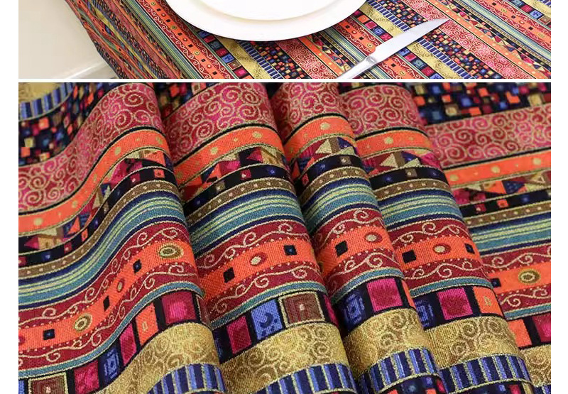 テーブルクロス 民族風縦縞模様のテーブルクロス布