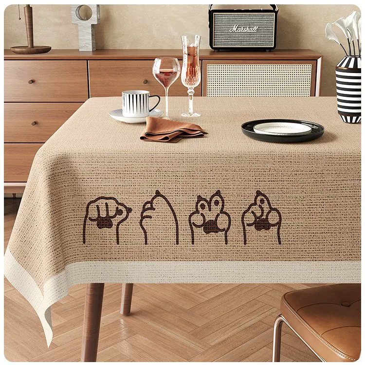 テーブルクロス 刺繍リーフ柄タッセル付きセンタークロス センター