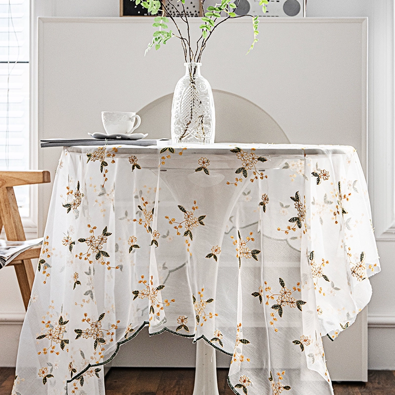 テーブルクロス 刺繍花柄透け感テーブルクロス 布|テーブルクロス専門