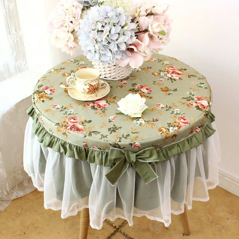 テーブルクロス 小花柄フリル付き二枚重ねテーブルクロス 布|テーブル