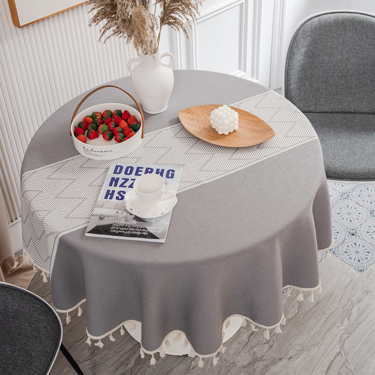 テーブルクロス タッセル付きテーブルクロス