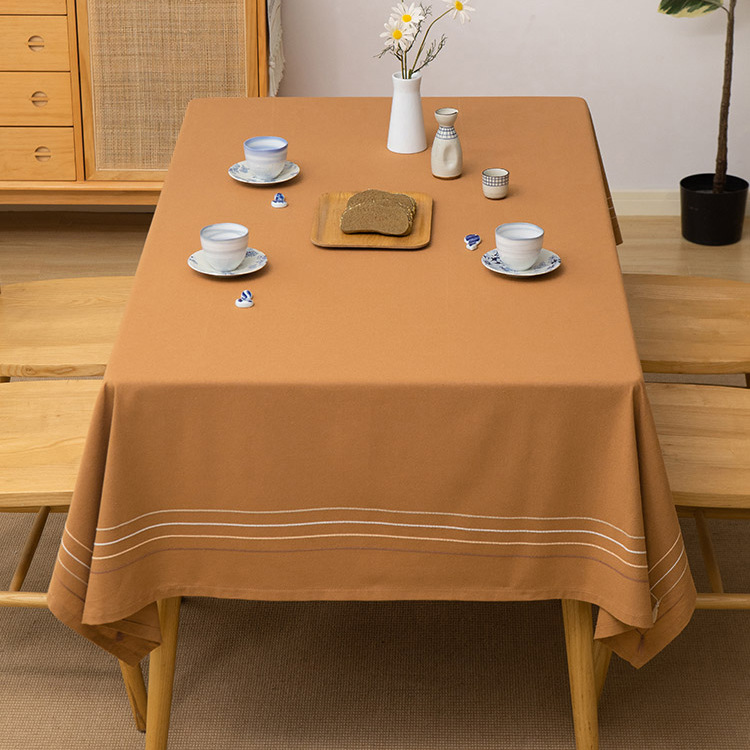 テーブルクロス 裾ライン入り北欧風テーブルクロス布