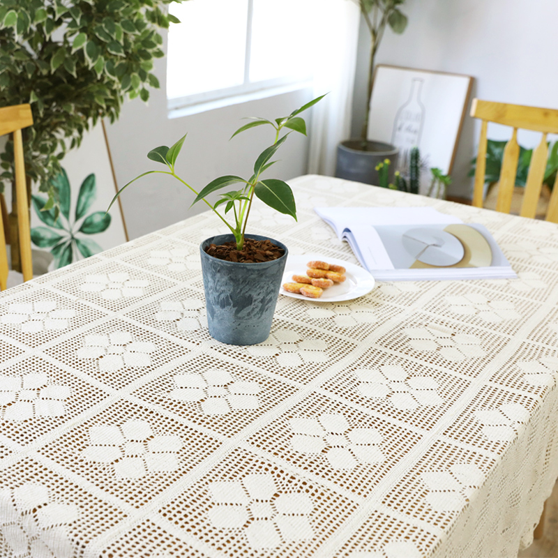 テーブルクロス 手編み風レース編み幾何学模様テーブルクロス