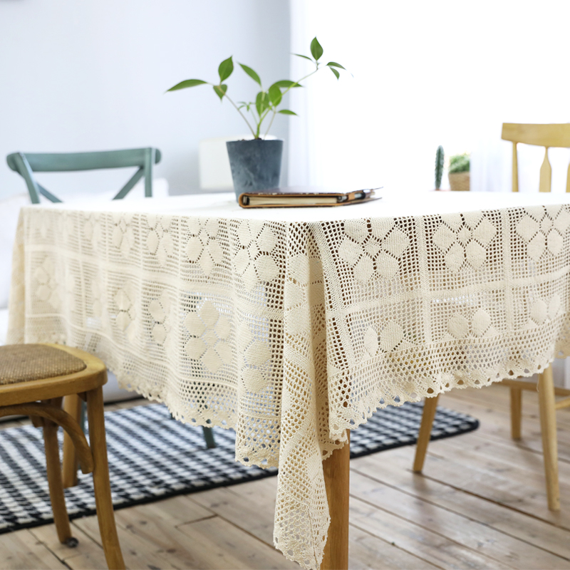 テーブルクロス 手編み風レース編み幾何学模様テーブルクロス