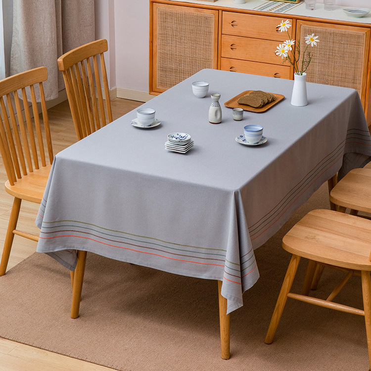 テーブルクロス 裾ライン入り北欧風テーブルクロス布