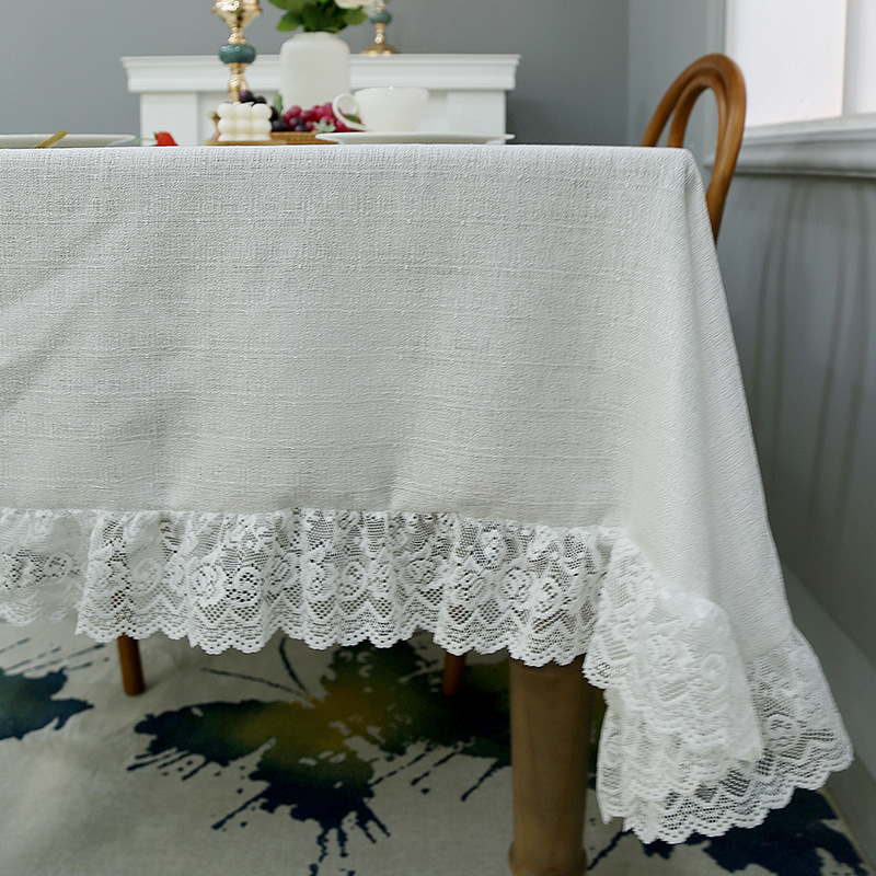 テーブルクロス 繊細な花柄レース縁取り上品テーブルクロス布