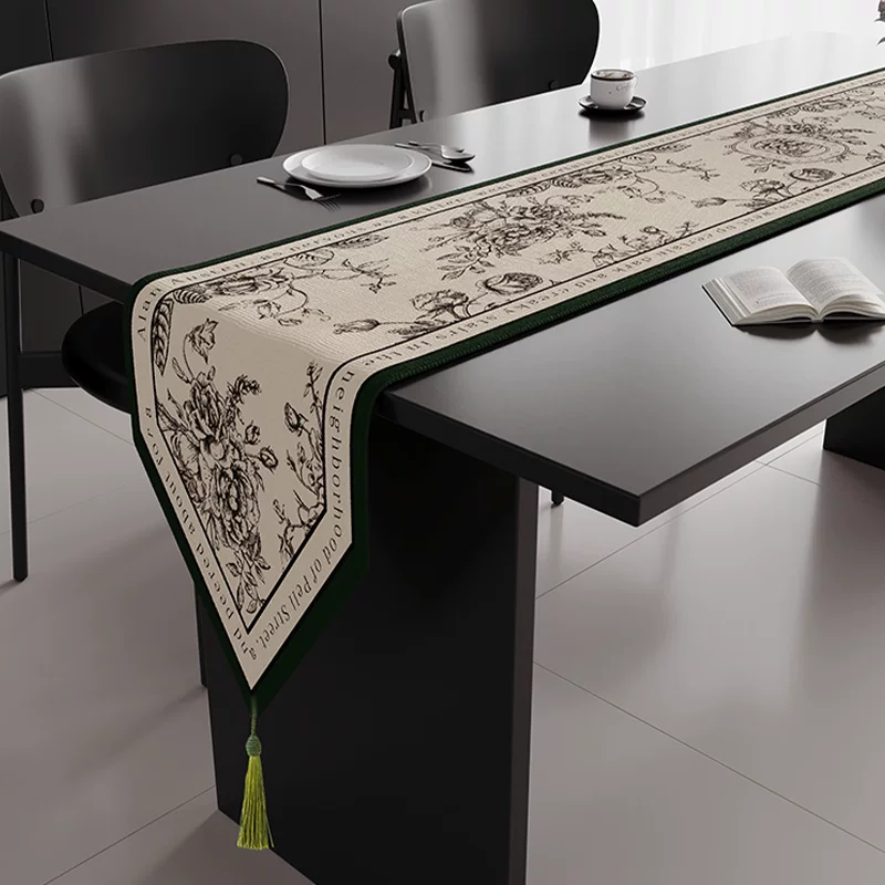 テーブルクロス 和風花鳥柄タッセル付きセンタークロス センタークロス