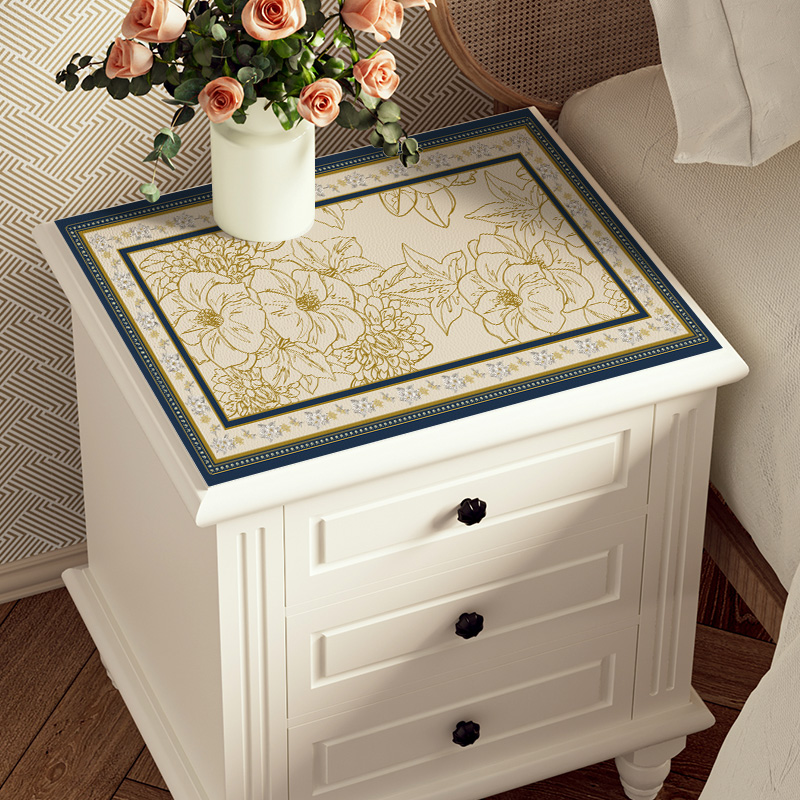 テーブルクロス 花と葉の優雅な装飾枠付きテーブルクロス