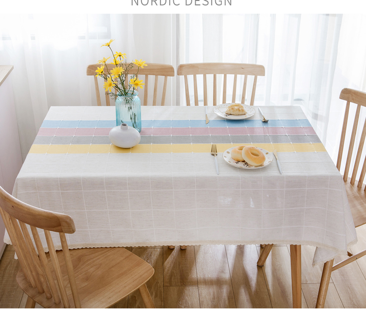 テーブルクロス 北欧風パステル縦縞模様テーブルクロス布