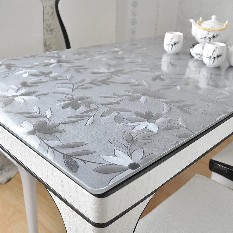 テーブルクロス 透明花柄レース模様ビニールテーブルクロス