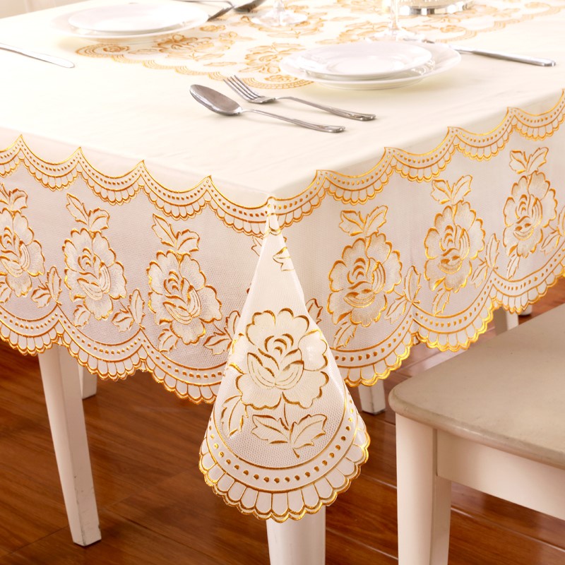 テーブルクロス ビニール 豪華刺繍レースビニールテーブルクロス