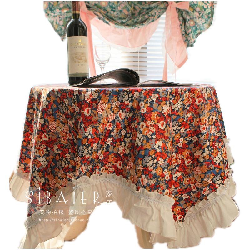 花柄小花模様フリル付きテーブルクロス