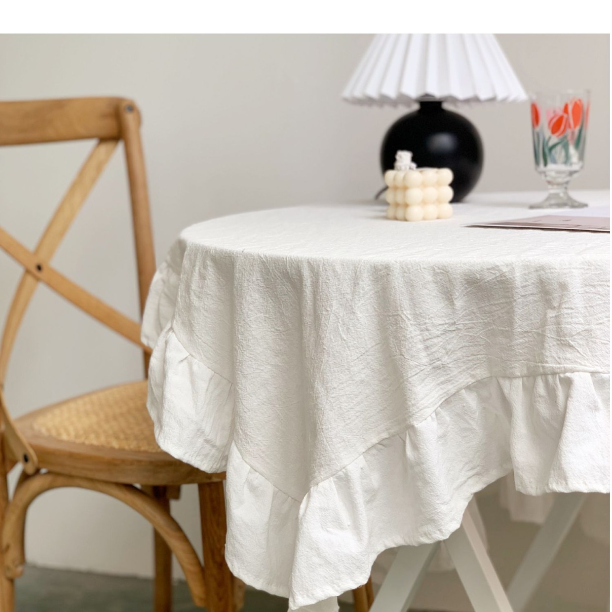 テーブルクロス 天然素材の丸型リネン風テーブルクロス