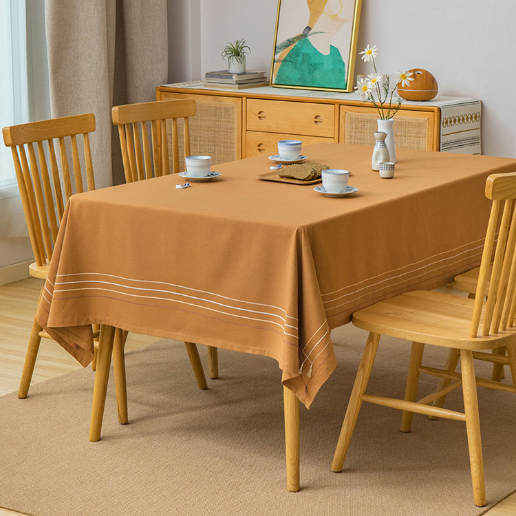 テーブルクロス 裾ライン入り北欧風テーブルクロス布