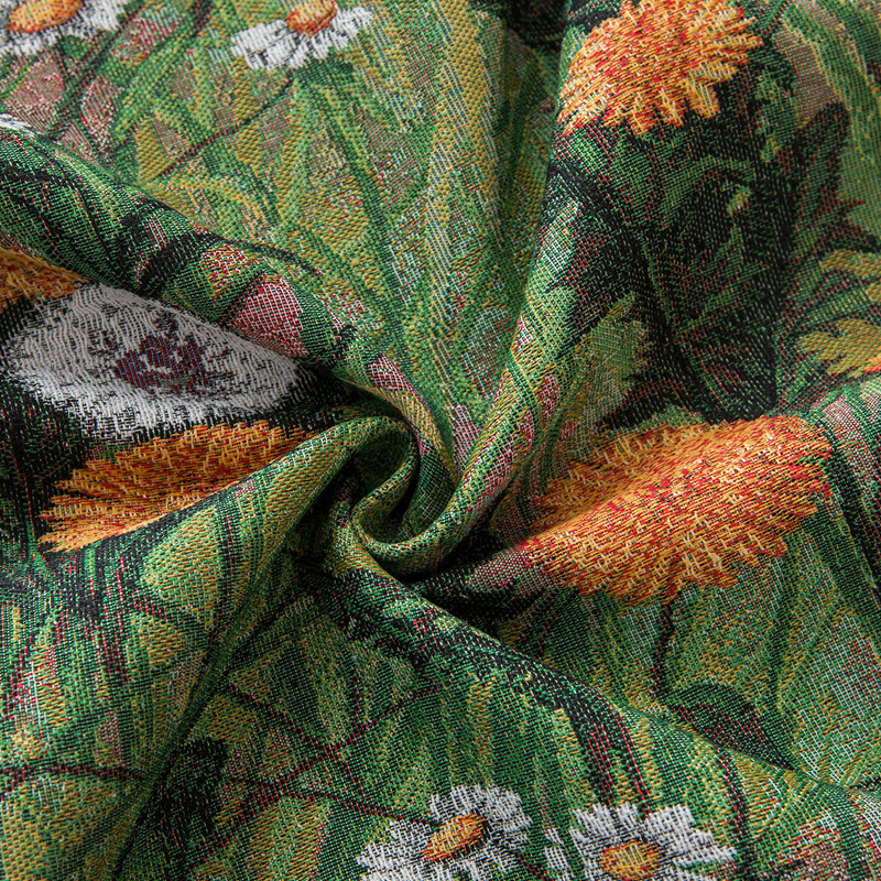 テーブルクロス 野花とシダ葉刺繍の高級ジャガード織布