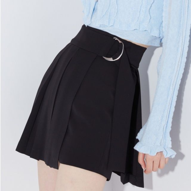 キュロットスカート キュロットスカート リングバックル プリーツキュロット