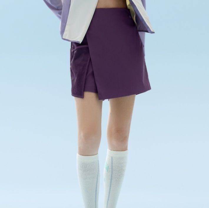キュロットスカート キュロットスカート 涼感メッシュラップ風キュロット