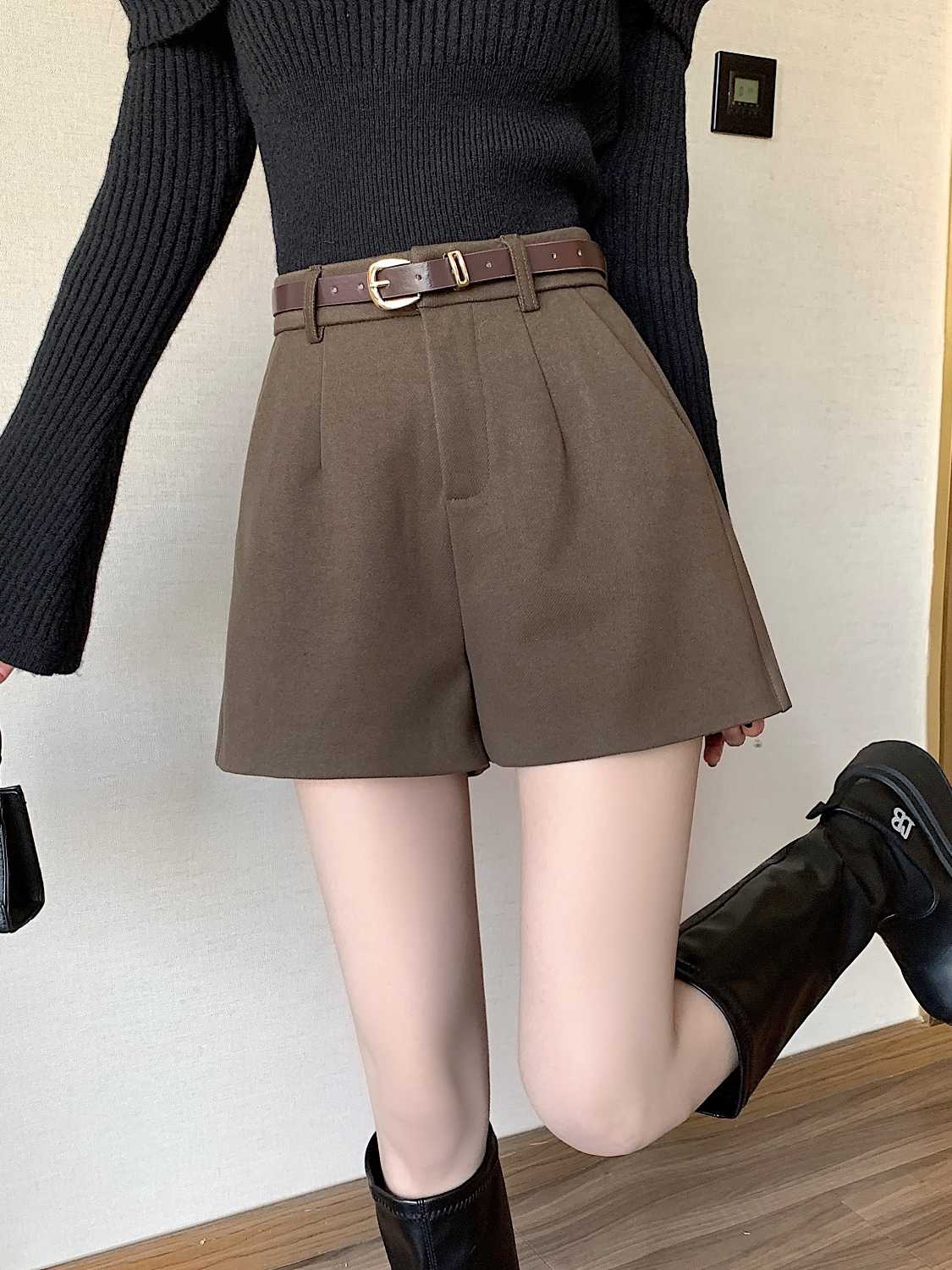 ウエストベルト付きプリーツキュロットスカート