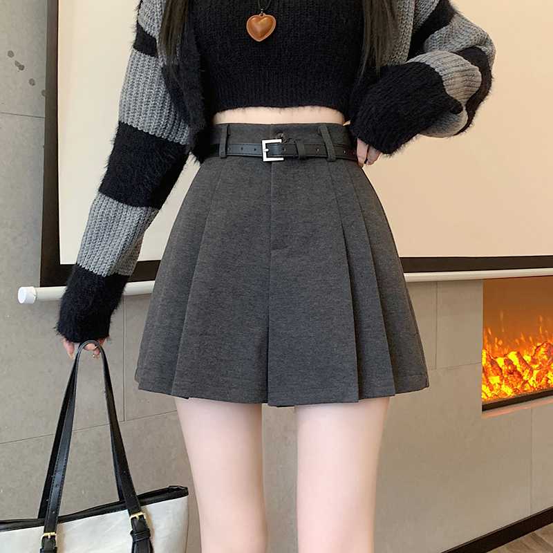 安い価格のハイウエストプリーツキュロットスカート