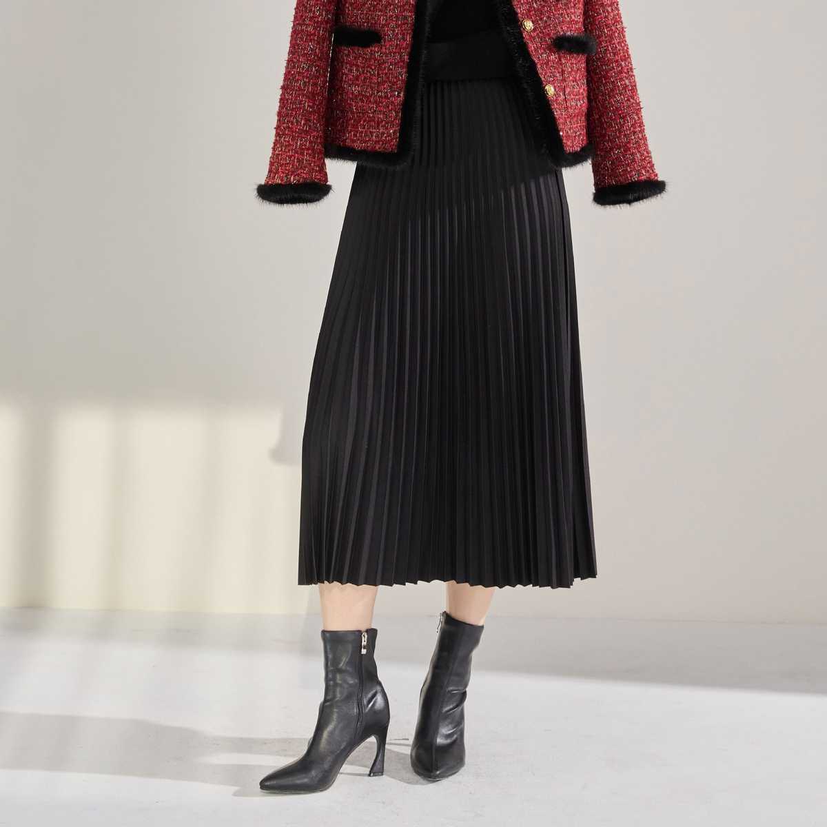 ゆらめき優美 長い丈のプリーツキュロットスカート