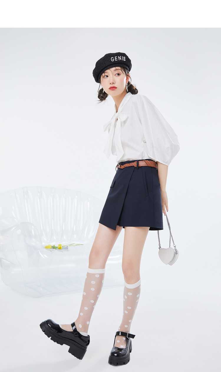 キュロットスカート　ポケット付きラップキュロットスカート