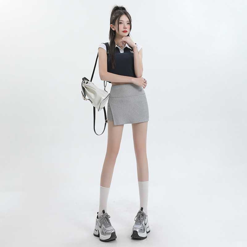 キュロットスカート　細部にこだわった巻きスカート風上質ラップキュロットスカート