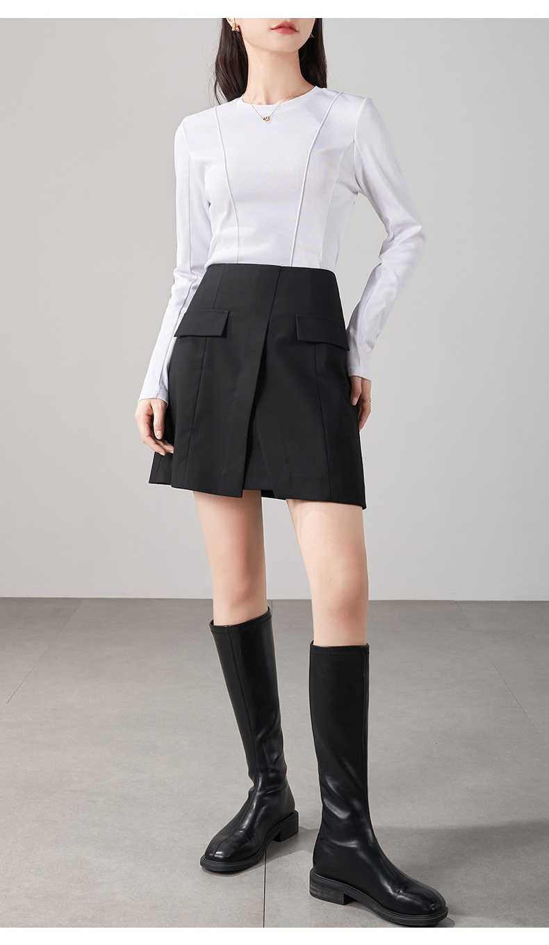 キュロットスカート　巻きスカート風モダンラップキュロットスカート