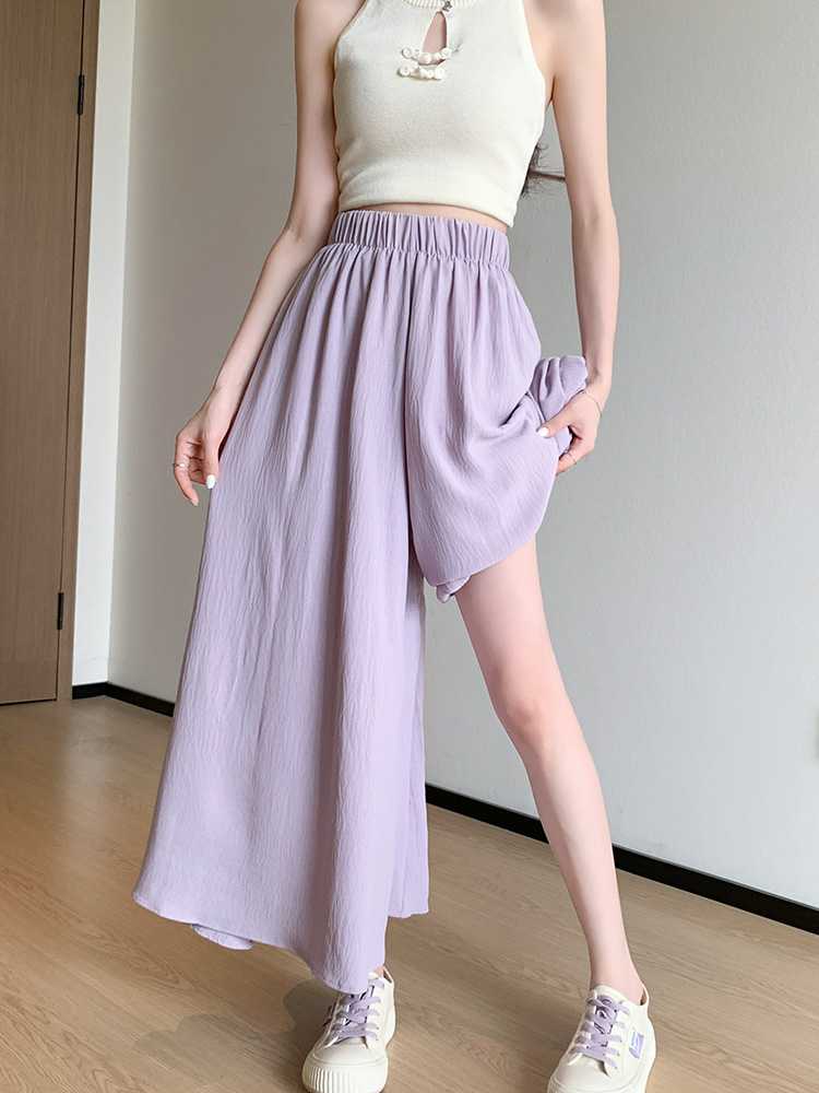 キュロットスカート ゆったり着こなし綿麻風キュロットスカート