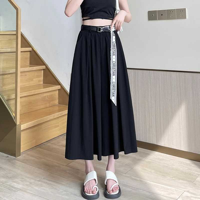キュロットスカート ベルト付き ふんわりプリーツ キュロットスカート