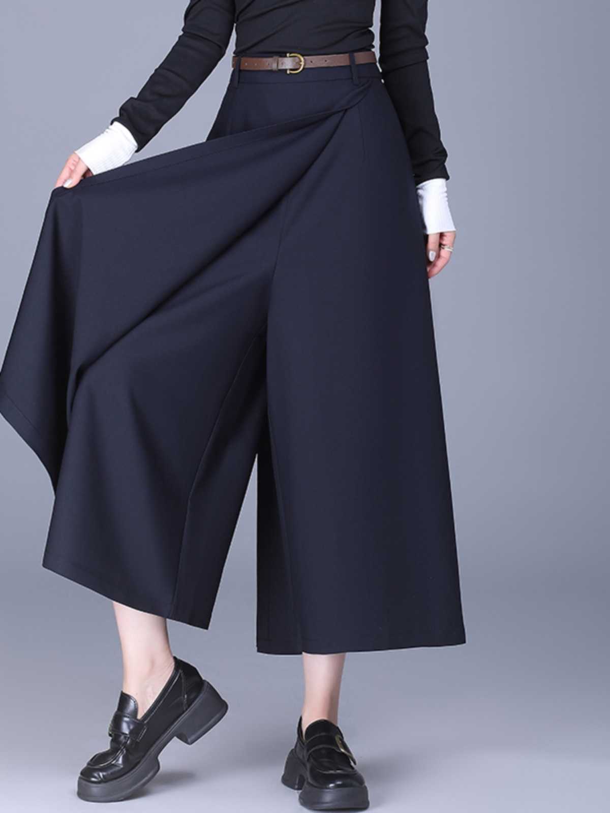 キュロットスカート ウエスト折り重ねデザイン キュロットスカート